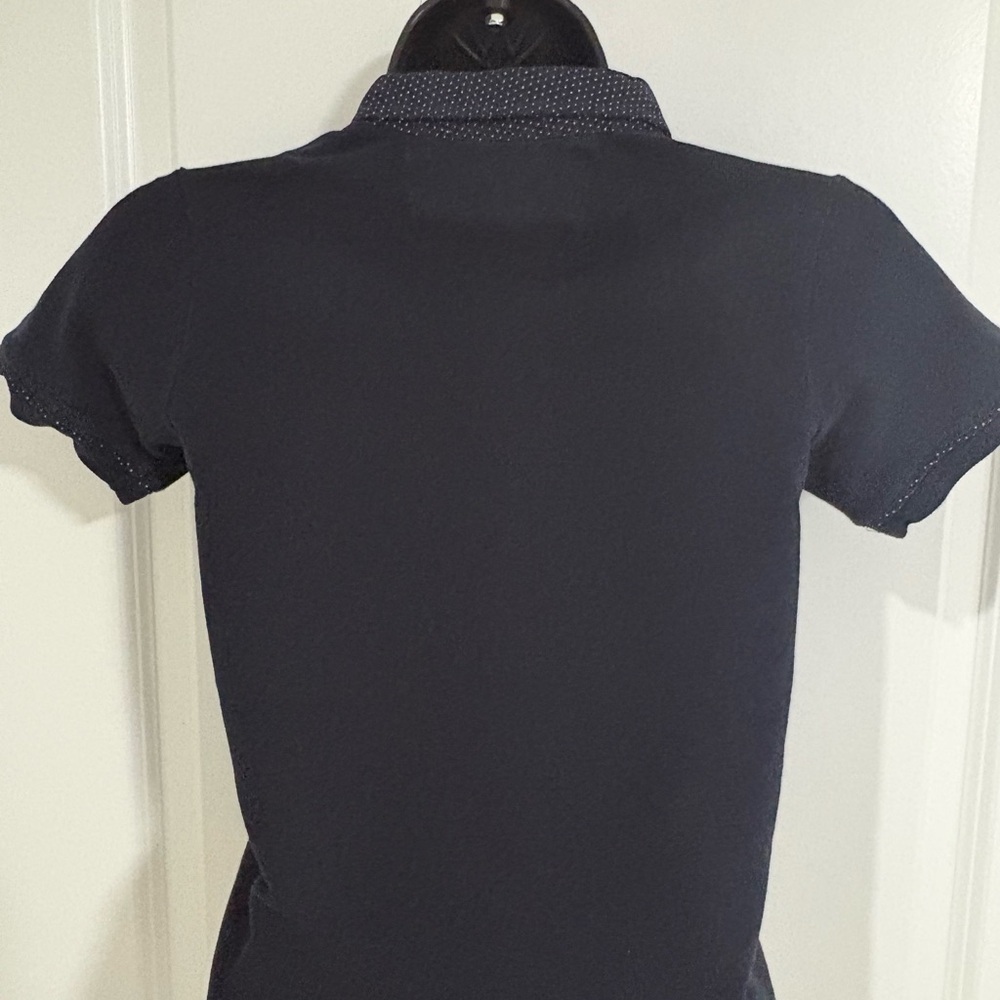 Boys Navy Short Sleeve Polo Shirt Contrast Collar Casual Classic Top - Picture 3 of 4